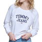Tommy Jeans Women's Cropped Logo Sweatshirt White Size Large
