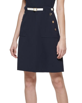 Tommy Hilfiger Women's Belted Sheath Dress Blue Size 8Petite