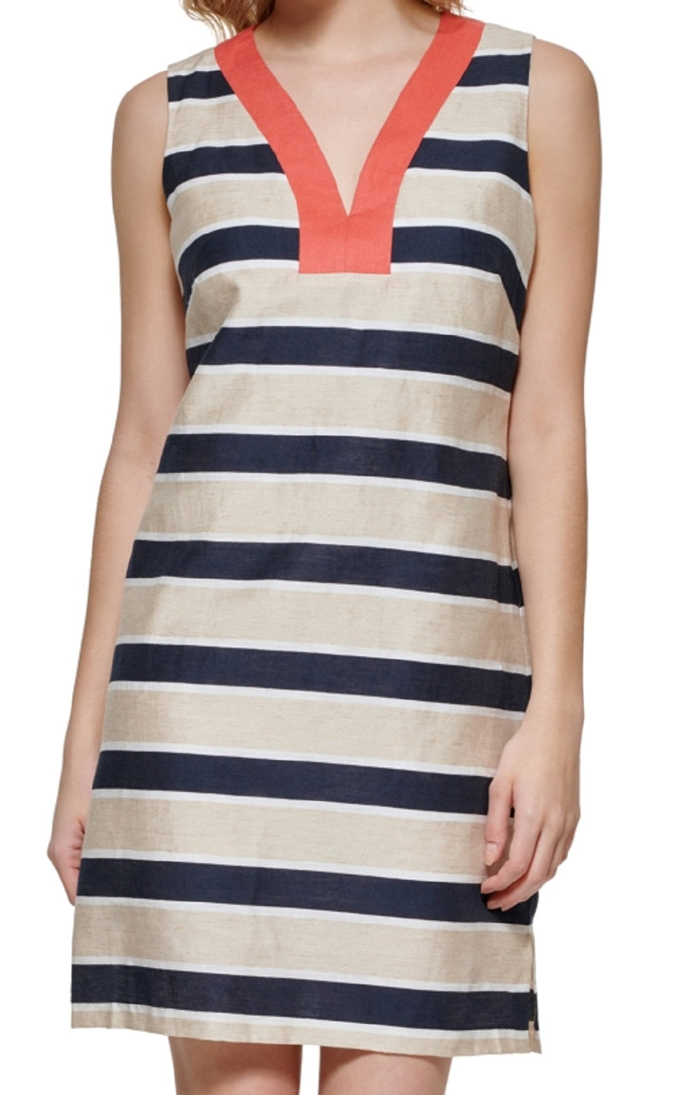 Tommy Hilfiger Women's Striped Colorblocked Shift Dress Blue Size 16