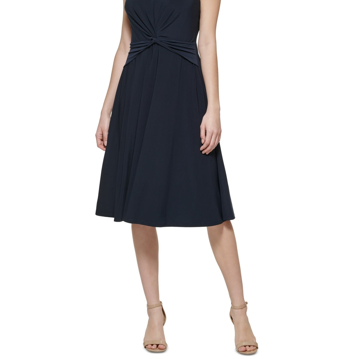 Tommy Hilfiger Women's Twist Front Midi Dress Blue Size 14