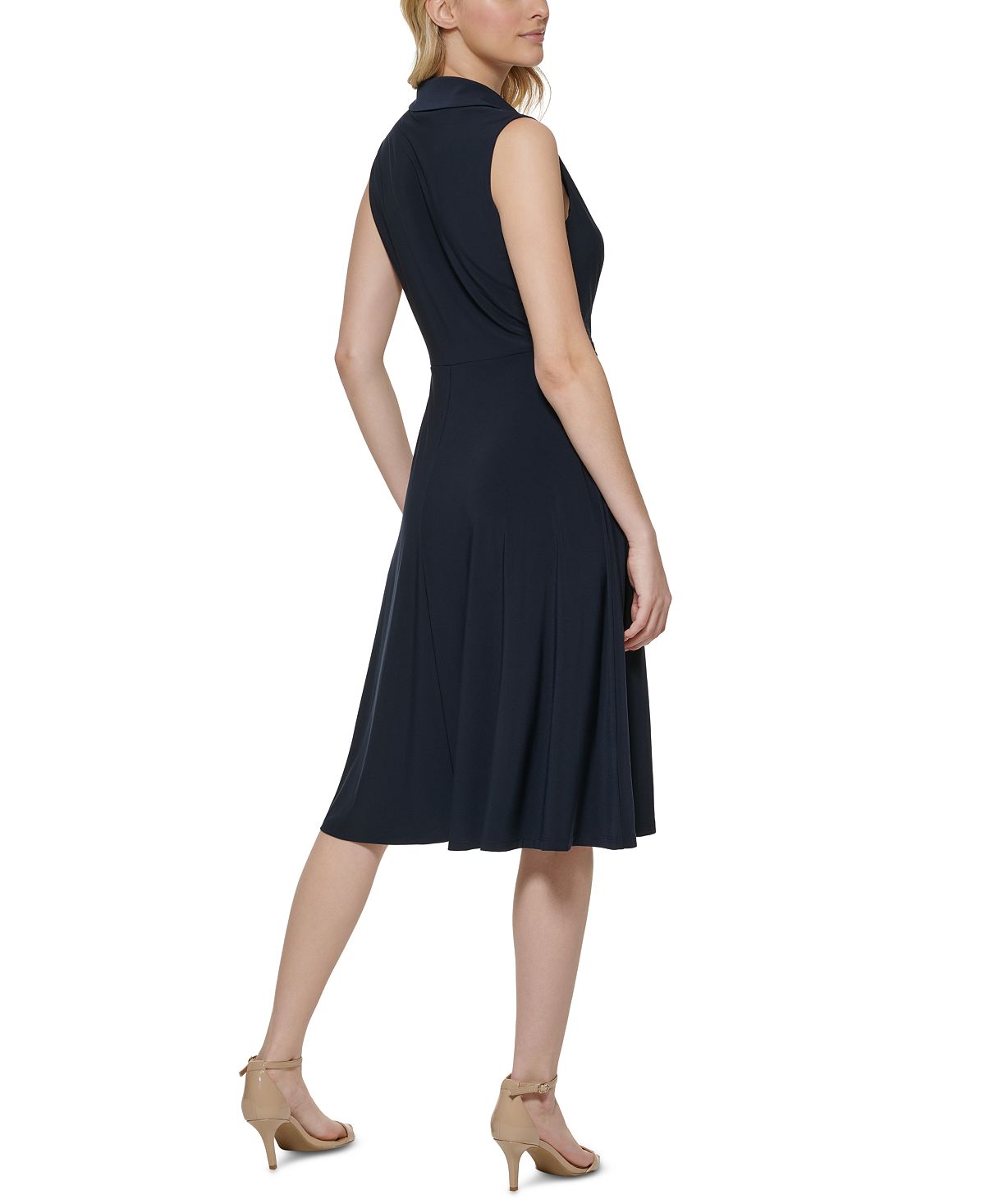 Tommy Hilfiger Women's Twist Front Midi Dress Blue Size 12