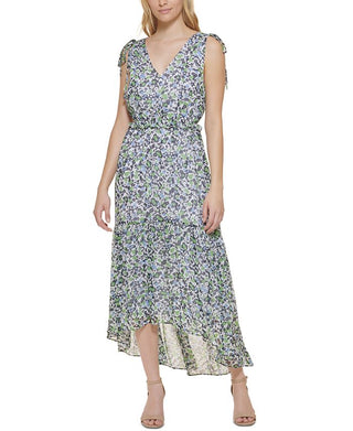 Tommy Hilfiger Women's Floral Prin High Low Maxi Dress Blue Size 6