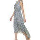 Tommy Hilfiger Women's Floral Prin High Low Maxi Dress Blue Size 6