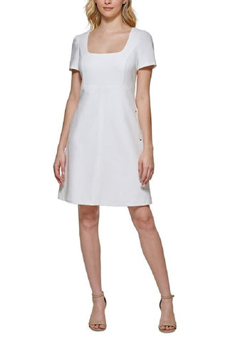 Tommy Hilfiger Women's Square Neck Fit & Flare Dress White Size 4