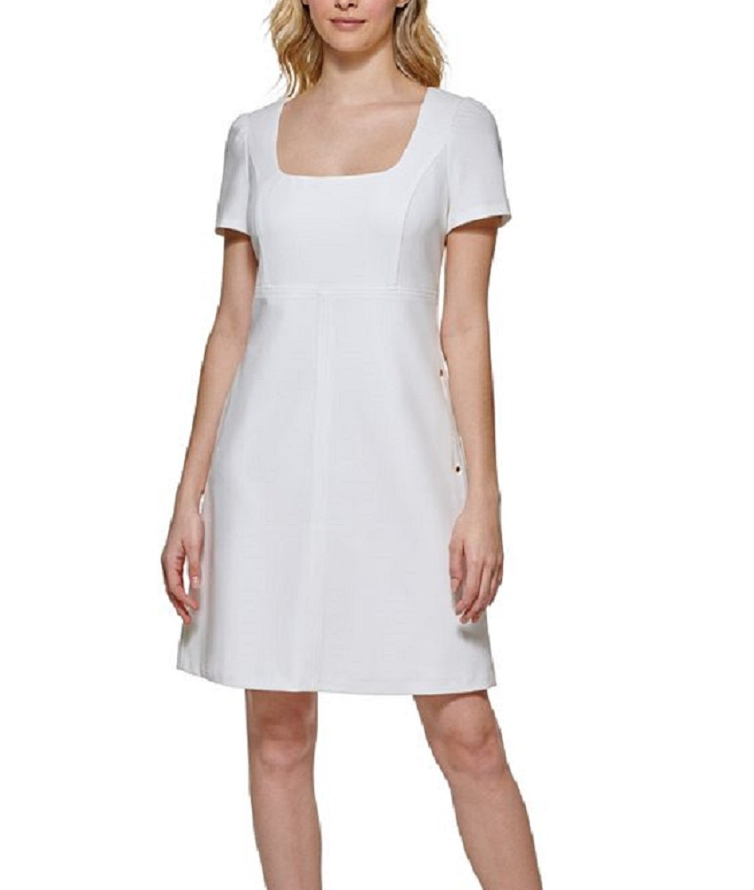 Tommy Hilfiger Women's Square Neck Fit & Flare Dress White Size 4