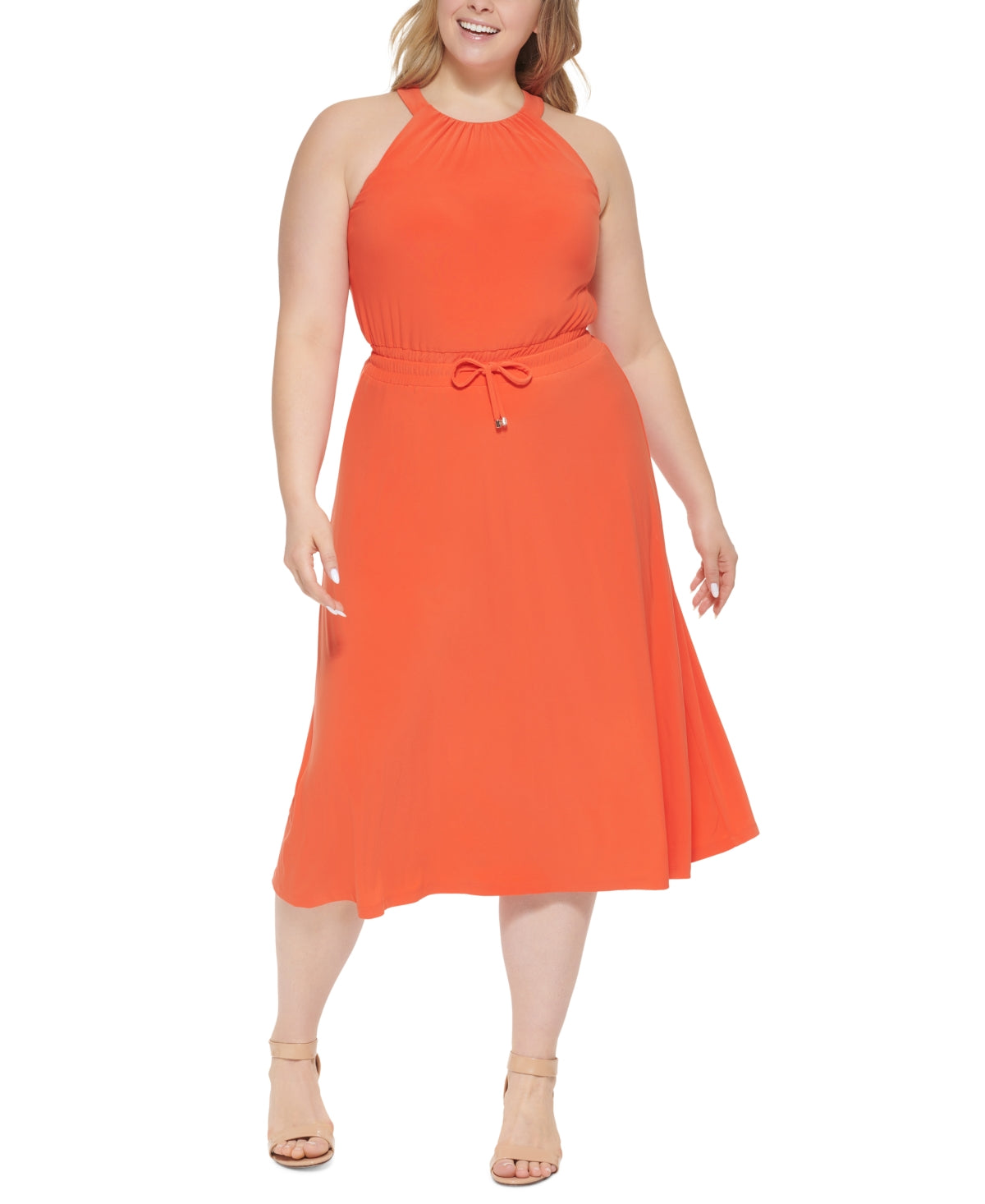 Tommy Hilfiger Women's Halter Fit & Flare Dress Orange Size 4