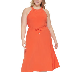 Tommy Hilfiger Women's Halter Fit & Flare Dress Orange Size 4