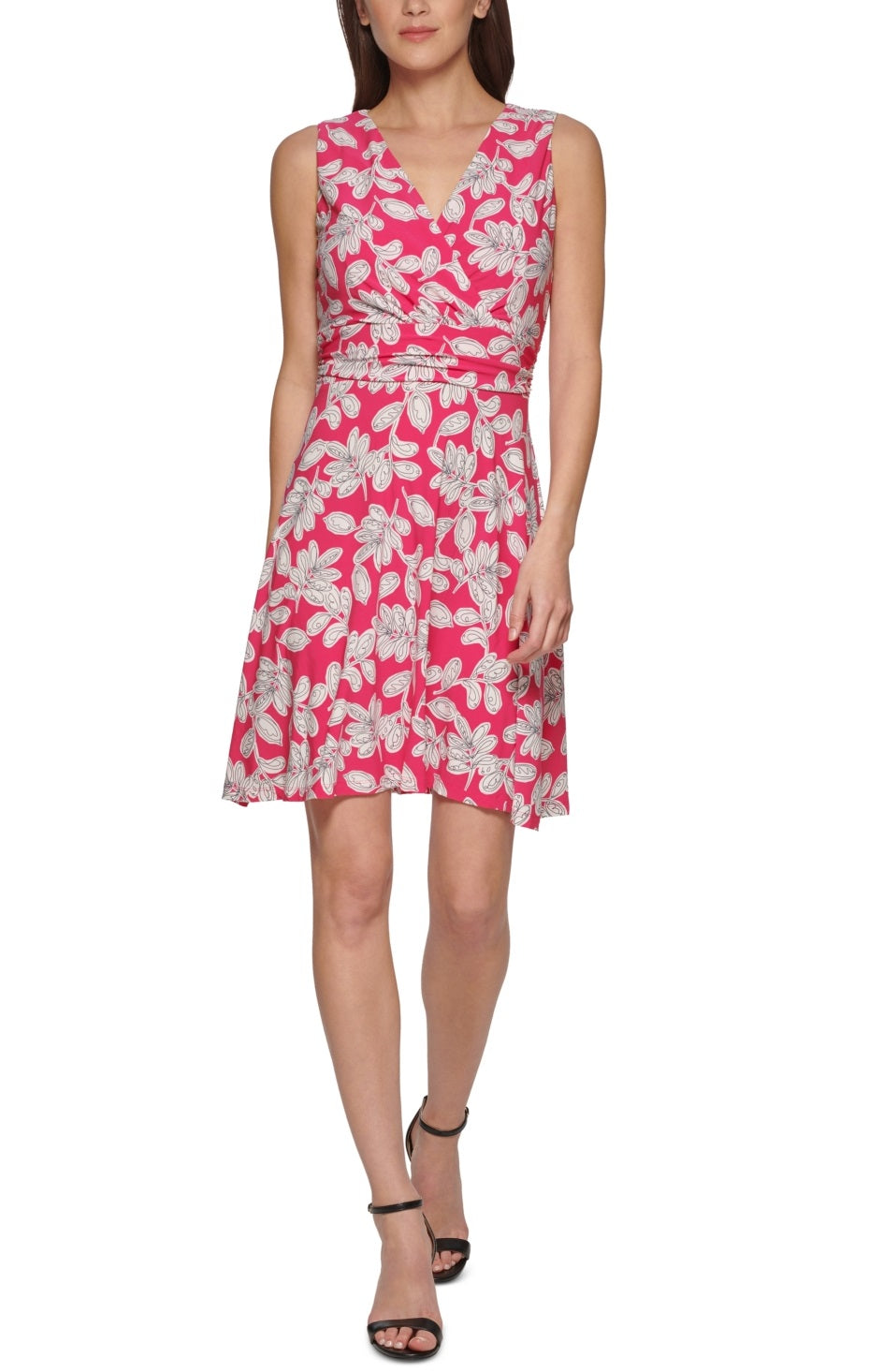 Tommy Hilfiger Women's Inkwell Printed Faux Wrap Dress Pink Size 14