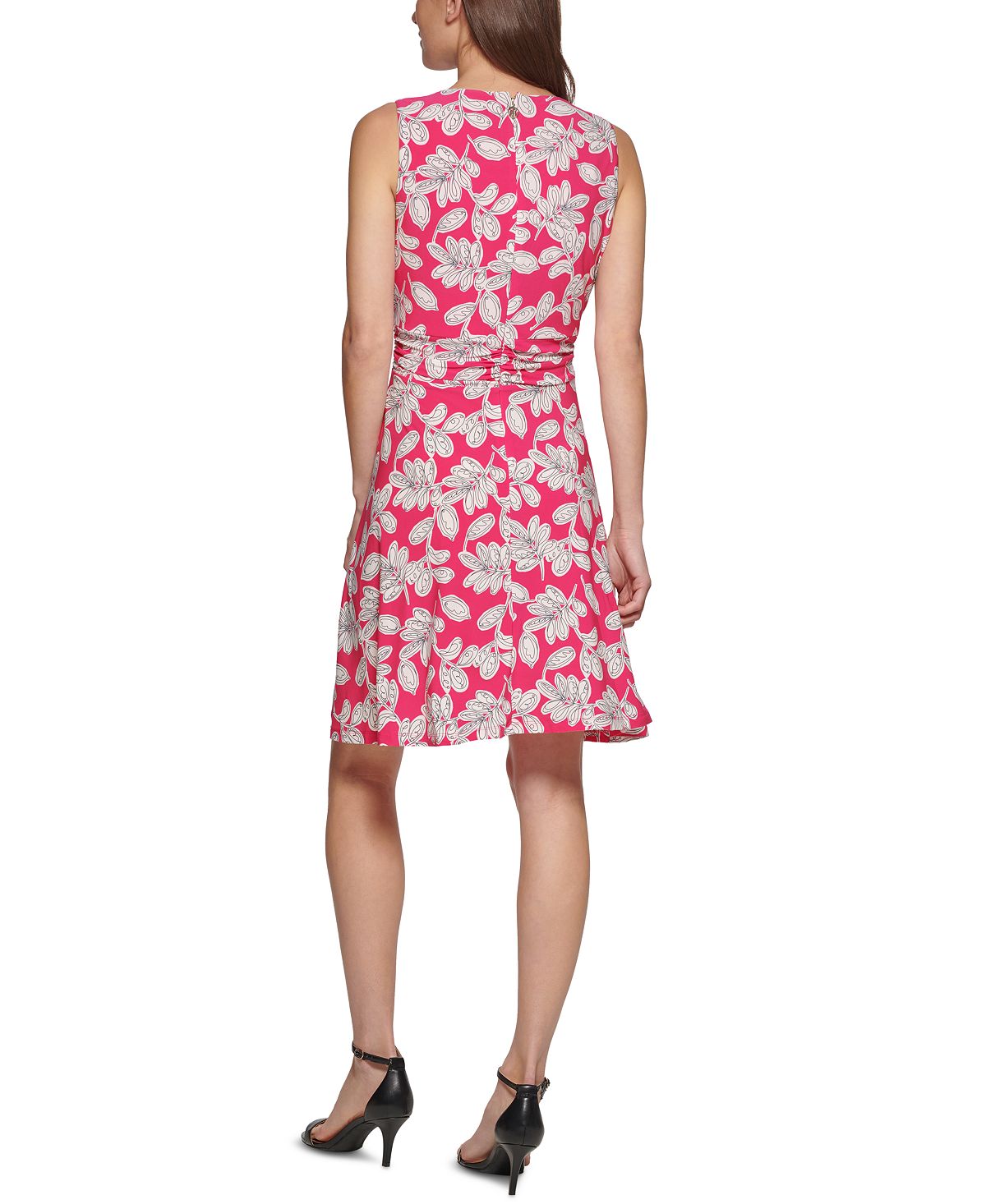 Tommy Hilfiger Women's Inkwell Printed Faux Wrap Dress Pink Size 10