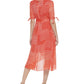Tommy Hilfiger Women's Striped Faux Wrap Midi Dress Orange Size 8