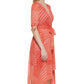 Tommy Hilfiger Women's Striped Faux Wrap Midi Dress Orange Size 8