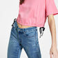 Tommy Jeans Women's Short Sleeve Cropped T-Shirt Pink Size Large