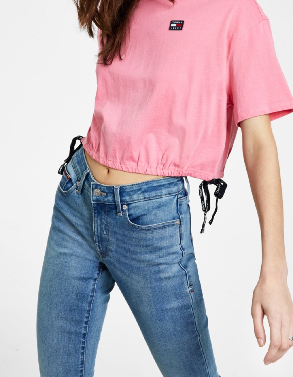 Tommy Jeans Women's Short Sleeve Cropped T-Shirt Pink Size Large