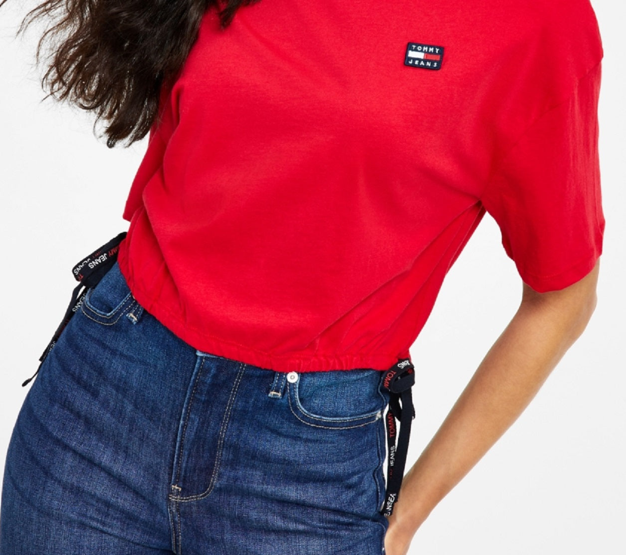 Tommy Jeans Women's Short Sleeve Cropped T-Shirt Red Size Large