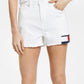 Tommy Jeans Women's High Rise Flag Denim Shorts White Size 29