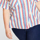 Tommy Hilfiger Women's Striped Camp Shirt Blue Size 1X