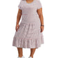 Tommy Hilfiger Women's Plus Tiered Striped Midi Dress Gray Size 1X