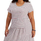 Tommy Hilfiger Women's Plus Tiered Striped Midi Dress Gray Size 1X