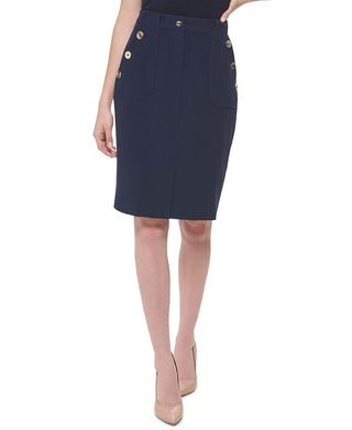 Tommy Hilfiger Women's Sailor Button Pencil Skirt Blue Size 14