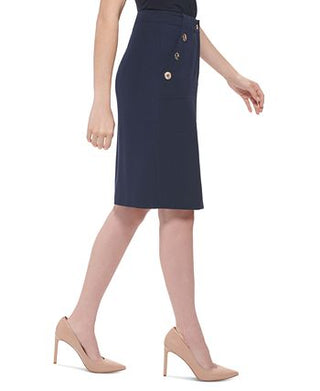 Tommy Hilfiger Women's Sailor Button Pencil Skirt Blue Size 10