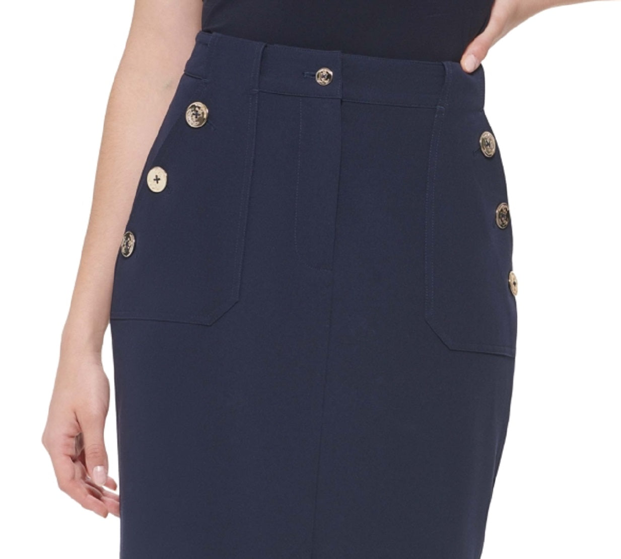 Tommy Hilfiger Women's Sailor Button Pencil Skirt Blue Size 2