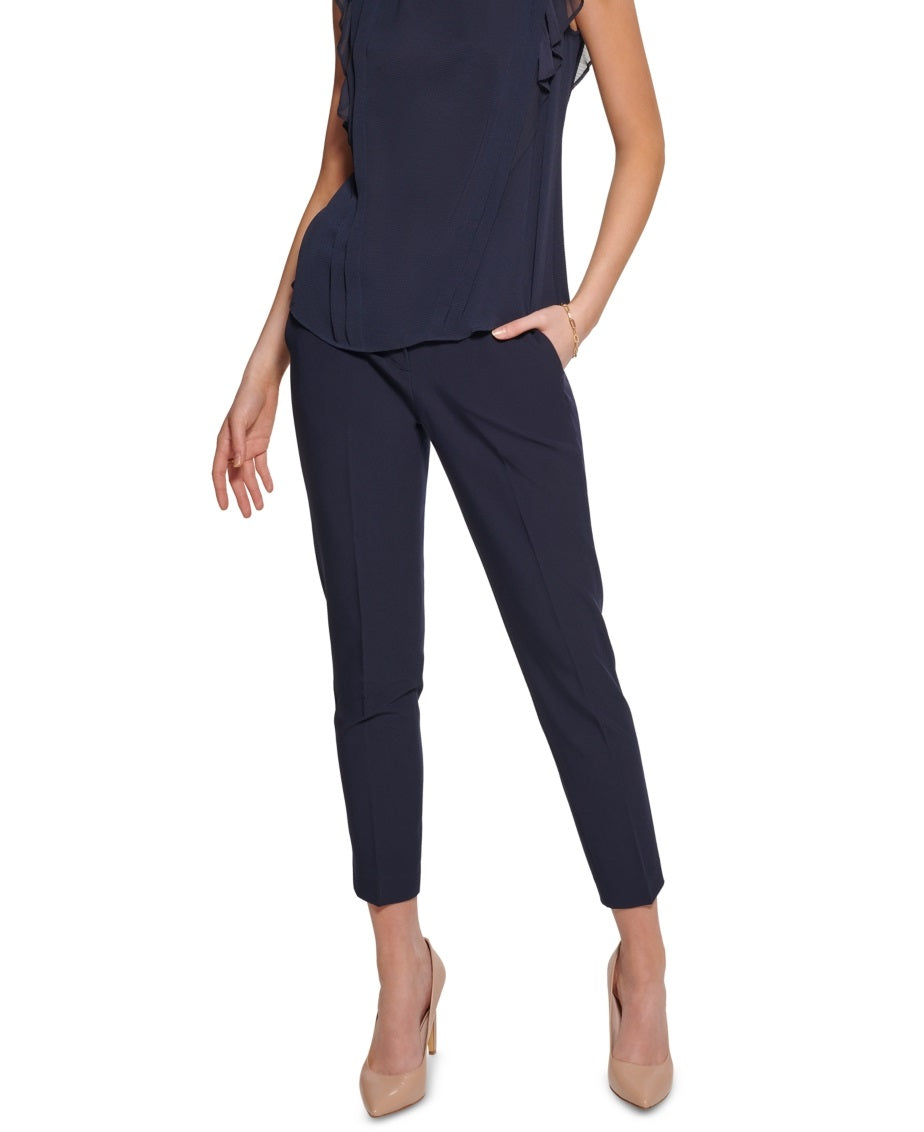 Tommy Hilfiger Women's Ruffled Sleeveless Blouse Blue Size X-Large