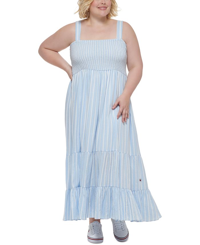 tommy-hilfiger-womens-smocked-tank-dress-blue-size-1x