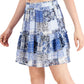 Tommy Hilfiger Women's Patchwork Print Mini Skirt Blue Size Medium