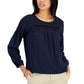 Tommy Hilfiger Women's Pintucked Top Blue Size Large