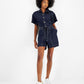 Tommy Hilfiger Women's Belted Button Down Romper Blue Size Medium