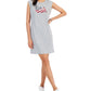 Tommy Hilfiger Women's Americana Graphic T Shirt Dress Gray Size Large