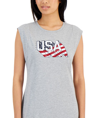 Tommy Hilfiger Women's Americana Graphic T Shirt Dress Gray Size Large