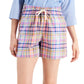 Tommy Hilfiger Women's Preppy Plaid Cotton Shorts Pink Size Small