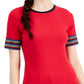 Tommy Hilfiger Women's Cotton Striped Sleeve T-Shirt Red Size X-Large