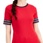 Tommy Hilfiger Women's Cotton Striped Sleeve T Shirt Red Size Medium