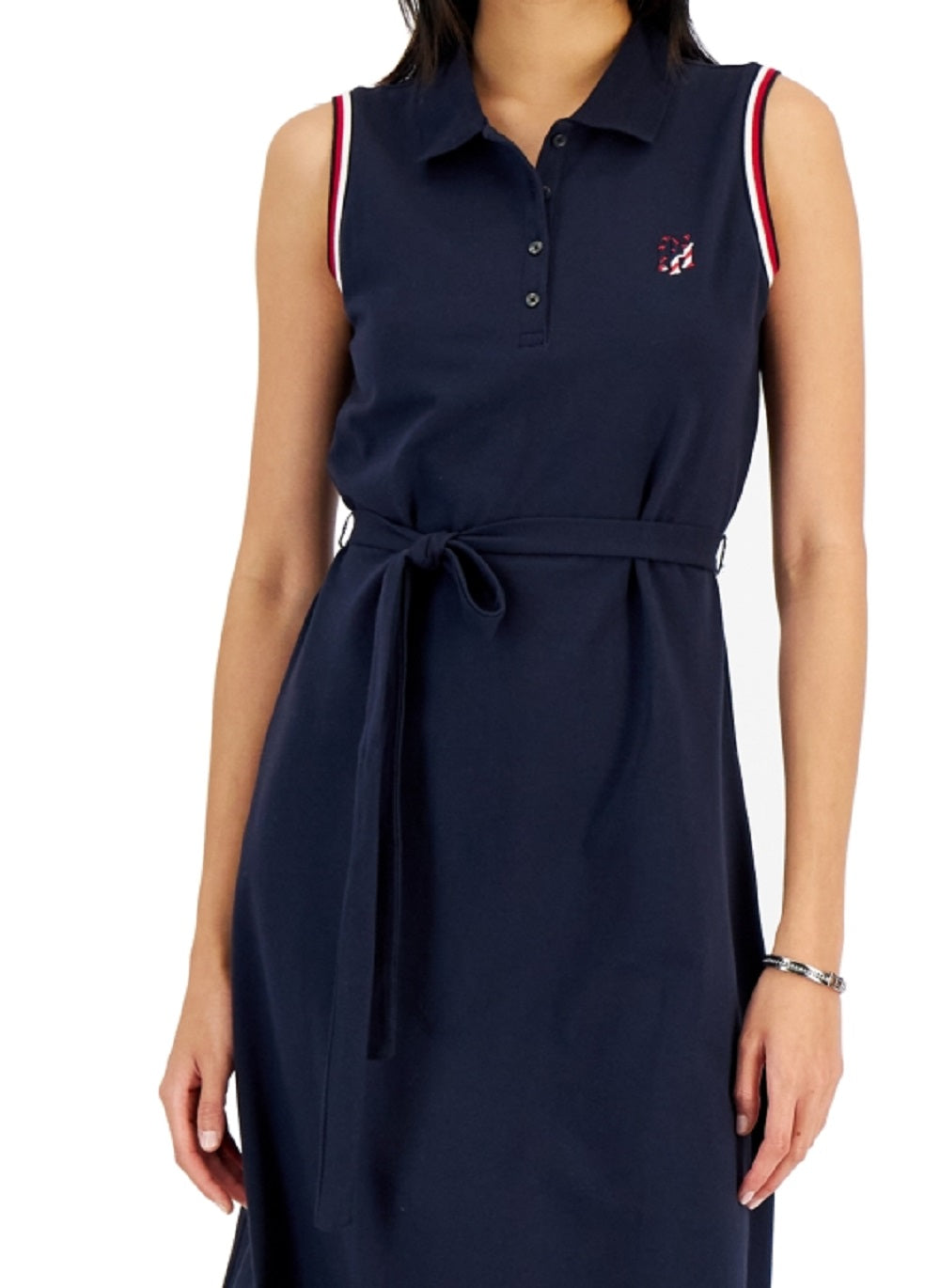 Tommy Hilfiger Women's Short Sleeve Flare Polo Dress Blue Size Medium