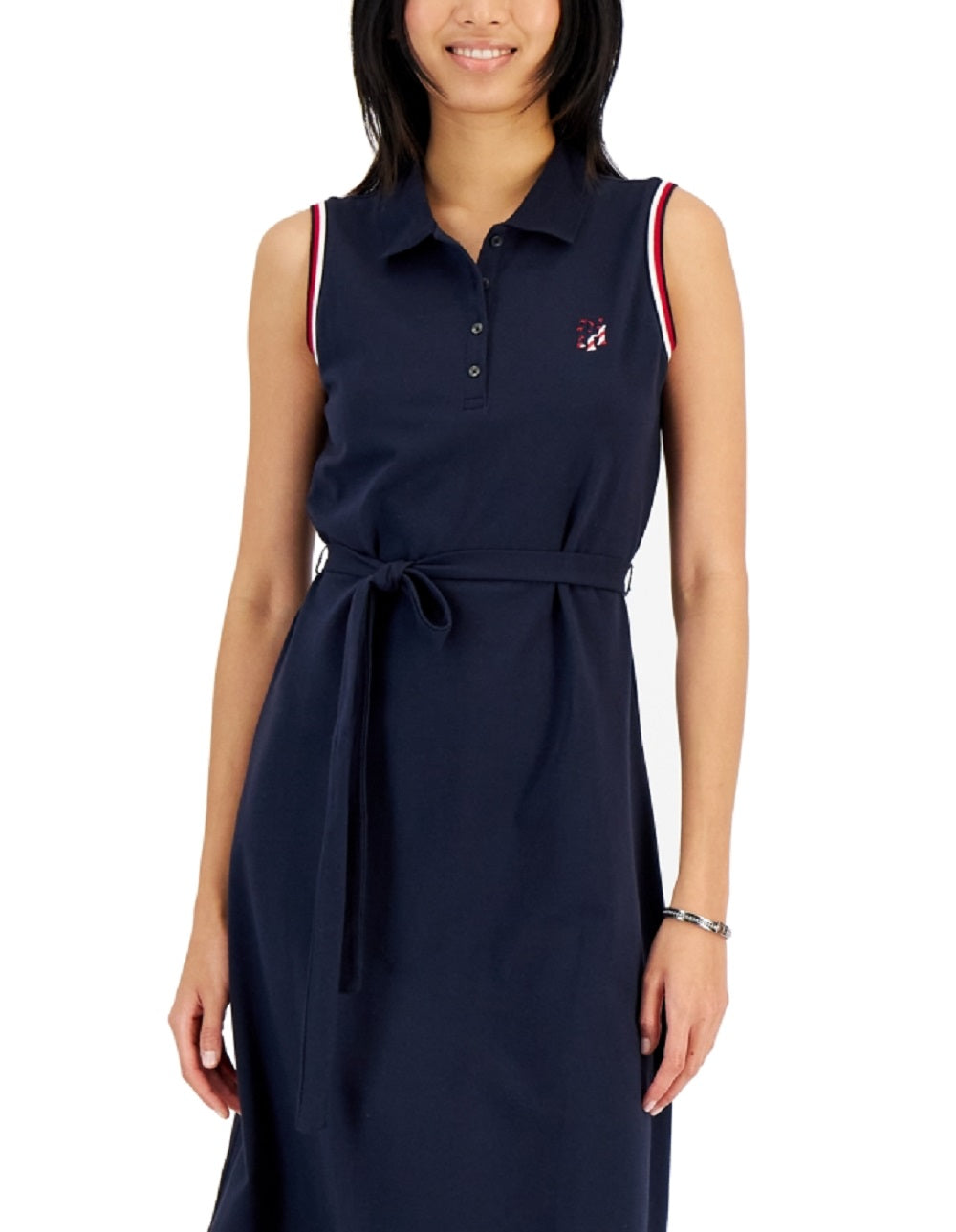 Tommy Hilfiger Women's Short Sleeve Flare Polo Dress Blue Size Small
