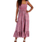 Tommy Hilfiger Women's Plaid Tiered Sleeveless Dress Red Size Small