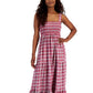 Tommy Hilfiger Women's Plaid Tiered Sleeveless Dress Red Size Small