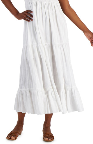 Tommy Hilfiger Women's Plaid Tiered Sleeveless Dress White Size Large