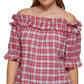 Tommy Hilfiger Women's Plaid Off The Shoulder Top Red Size XX-Large