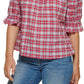 Tommy Hilfiger Women's Plaid Off The Shoulder Top Red Size XX-Large