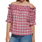 Tommy Hilfiger Women's Plaid Off The Shoulder Top Red Size XX-Large