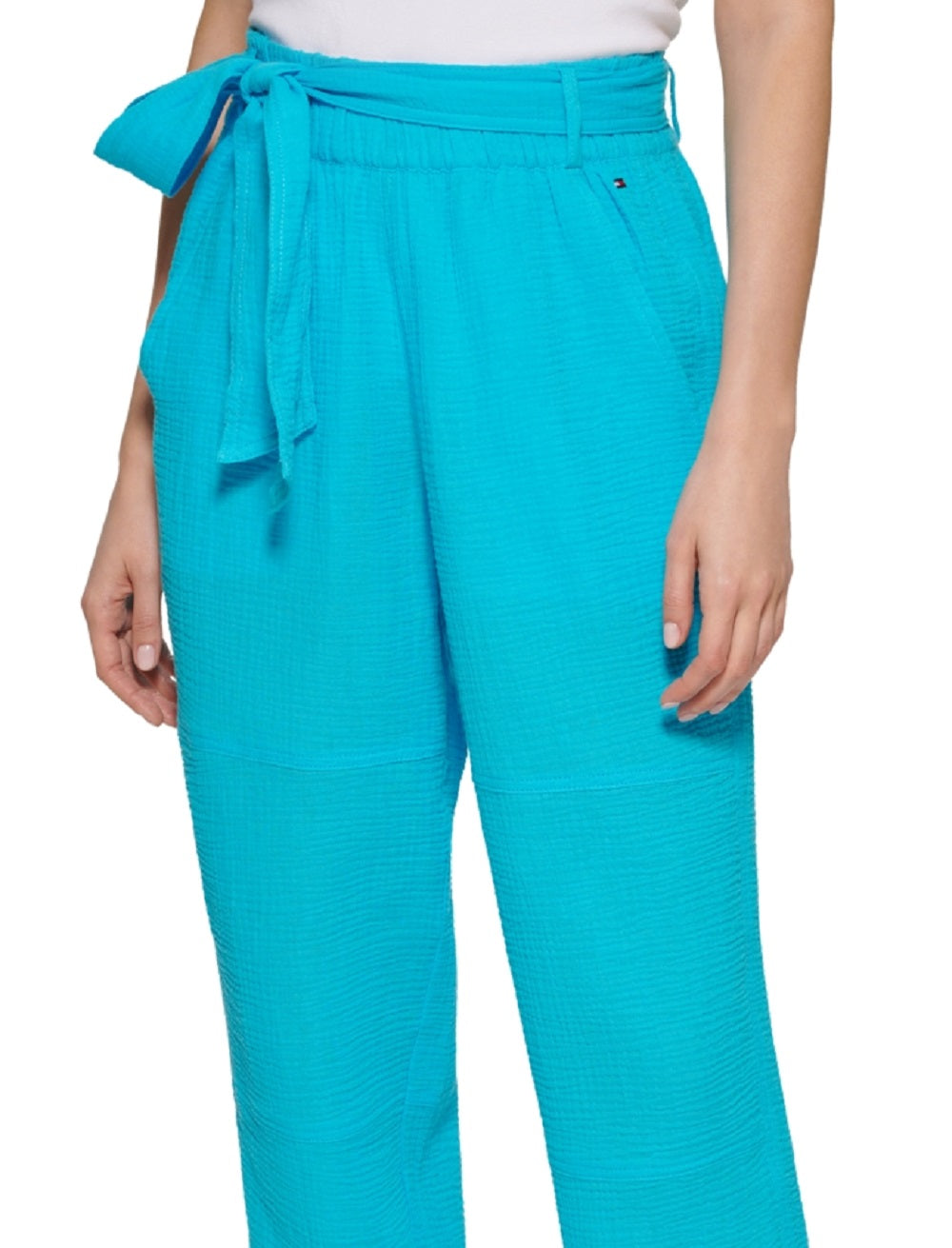 Tommy Hilfiger Women's Belted Pull On Pants Blue Size X Large