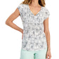 Tommy Hilfiger Women's Floral Print Ladder Trim Pintucked Top White Size X-Large