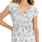 Tommy Hilfiger Women's Floral Print Ladder Trim Pintucked Top White Size Medium