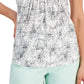 Tommy Hilfiger Women's Floral Print Ladder Trim Pintucked Top White Size Medium