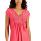 Tommy Hilfiger Women's Solid Pintucked Ladder Trip Top Pink Size Medium