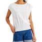 Tommy Hilfiger Women's Solid Smocked Waist Top White Size Large