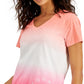 Tommy Hilfiger Women's Cotton Dip Dyed T-Shirt Pink Size Medium